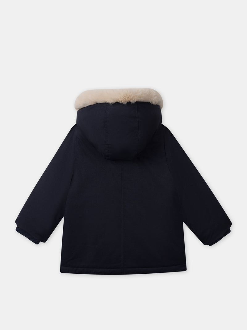 Parka 3 em 1 azul marinho com brilho para meninas