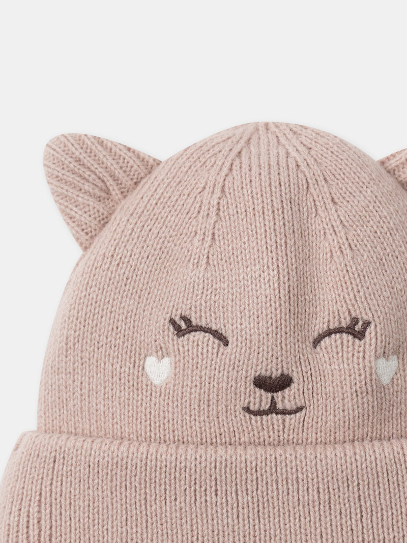 Gorro Rosa Cara de Cervo Bebé Filha
