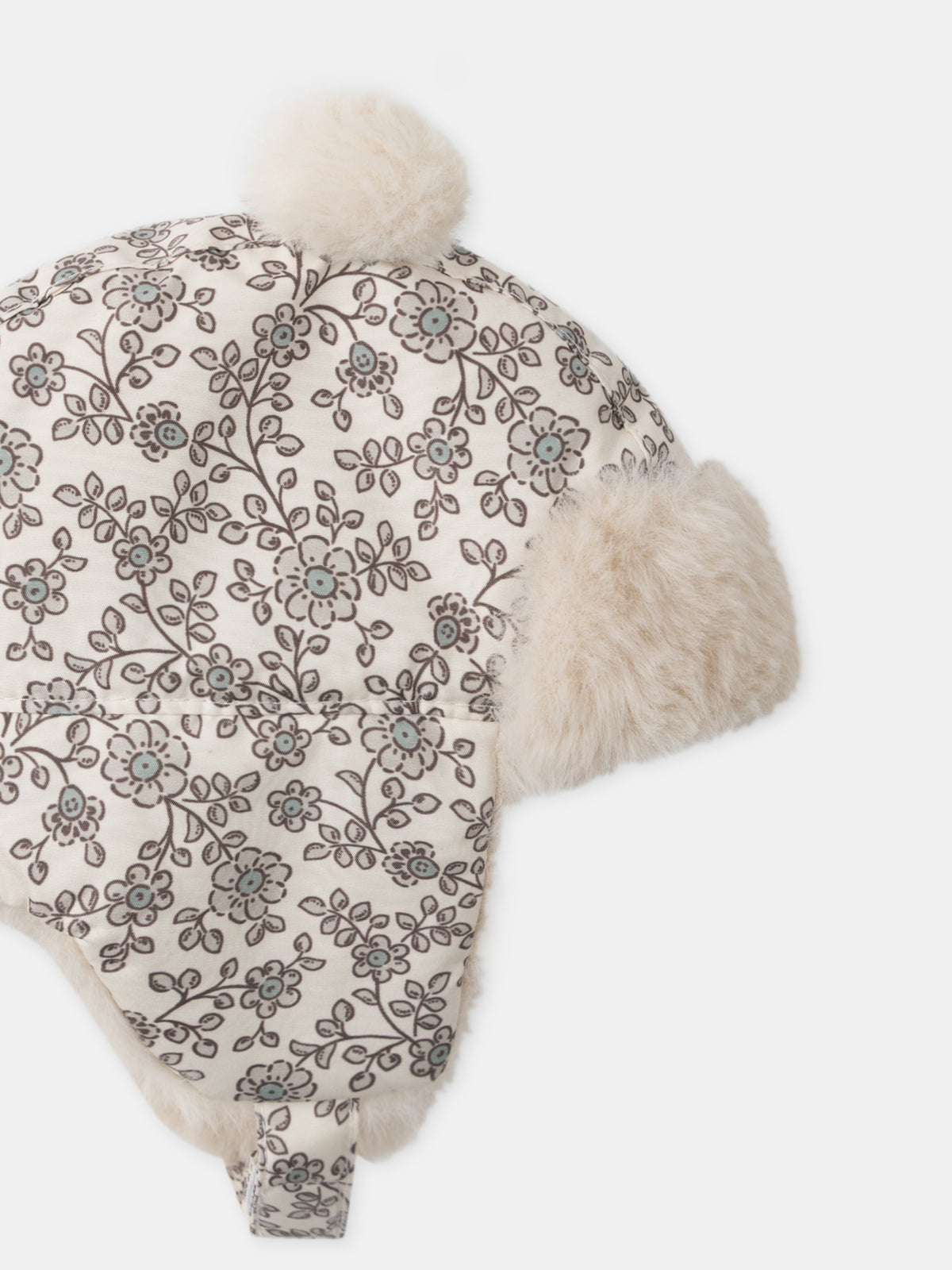 Chapéu-de-pompom-imprimido-floral-Bebé-Mulher