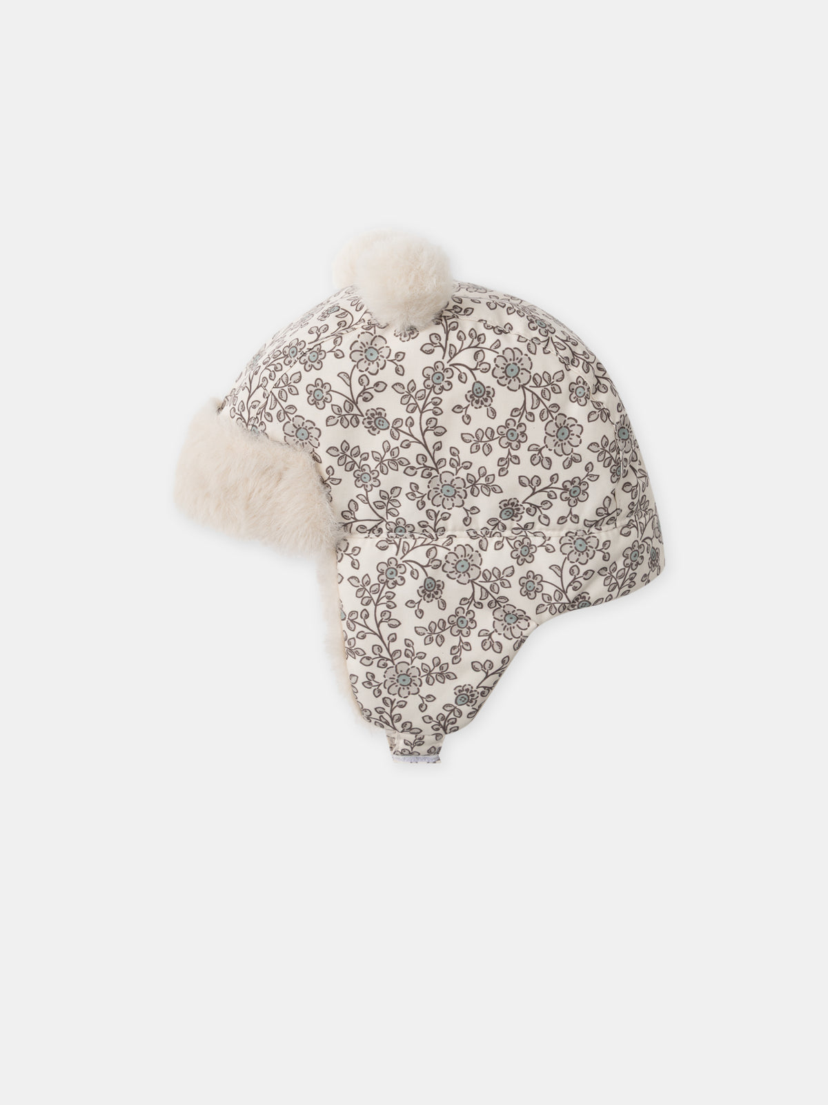 Chapéu-de-pompom-imprimido-floral-Bebé-Mulher