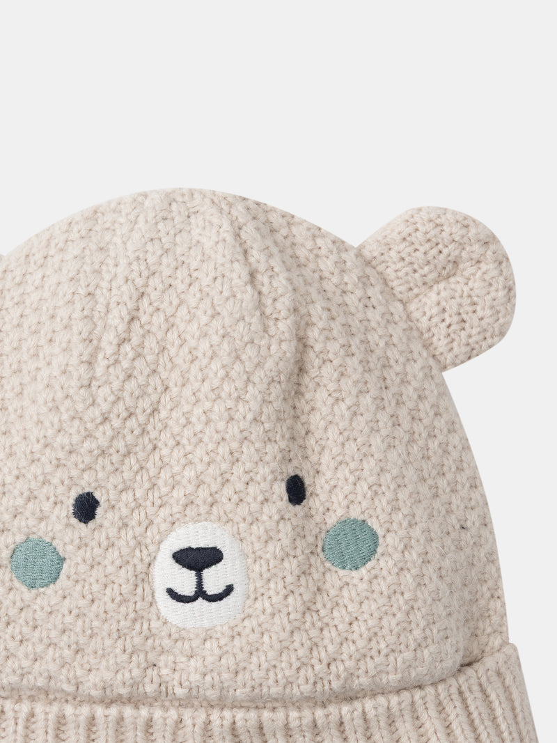 Gorro bege cabeça de urso Bebé Menino
