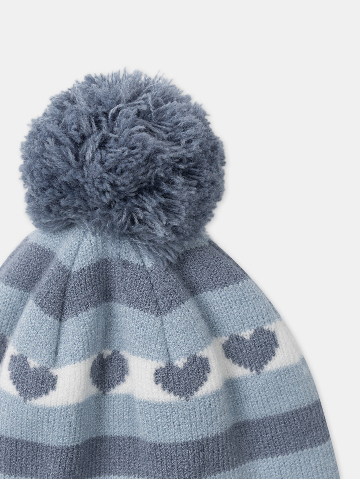 Gorro a rayas azuis com pompom para Menina