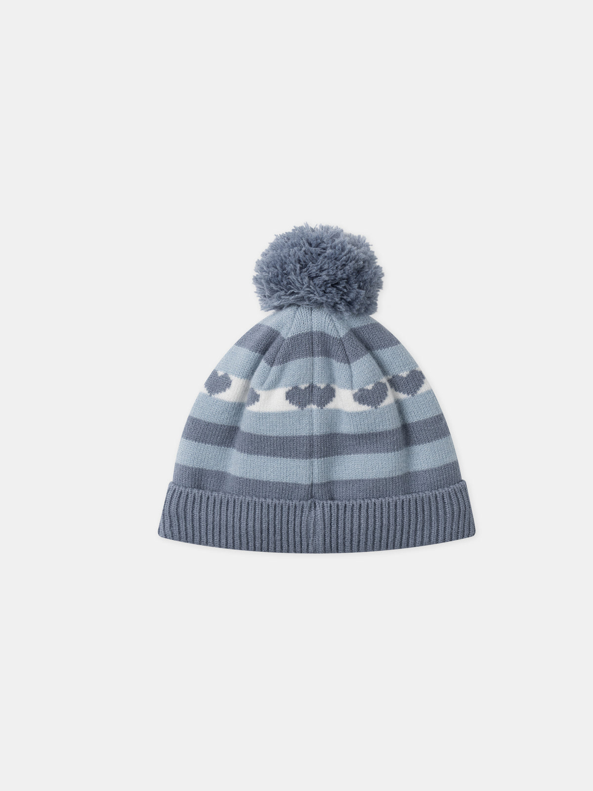 Gorro a rayas azuis com pompom para Menina