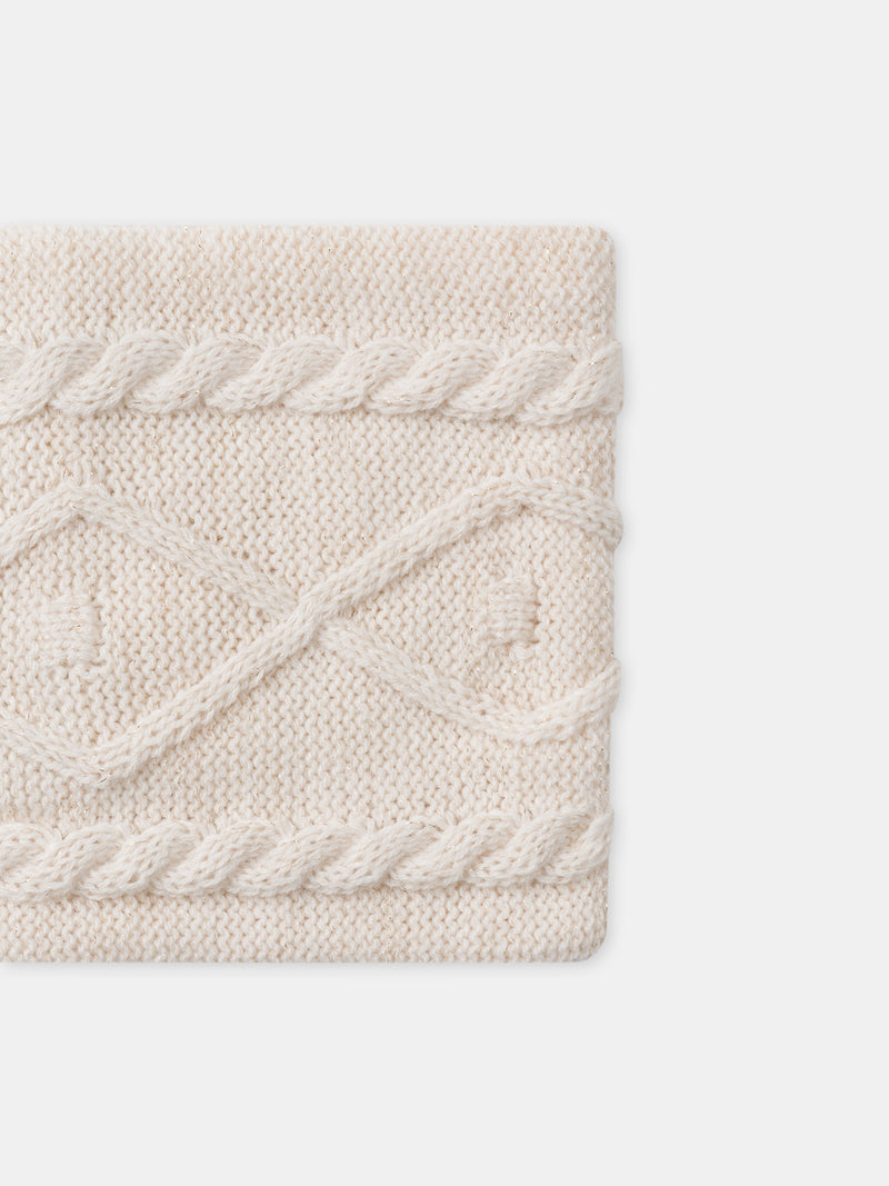 Snood creme frisado com fio dourado para Meninas
