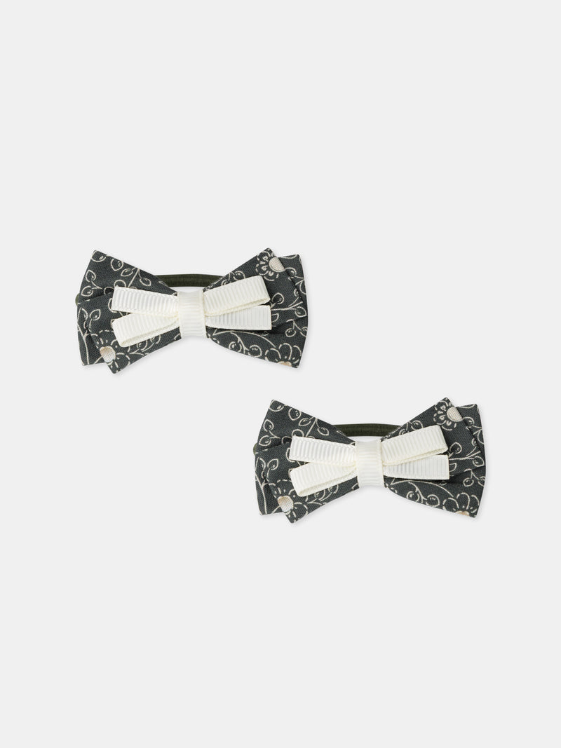 Conjunto de 2 elásticos nó em estampado floral para meninas
