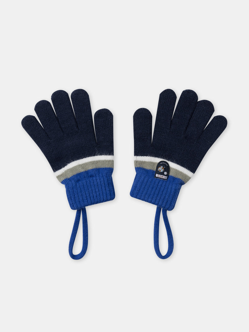 Luvas riscas azul-marinho para Meninos