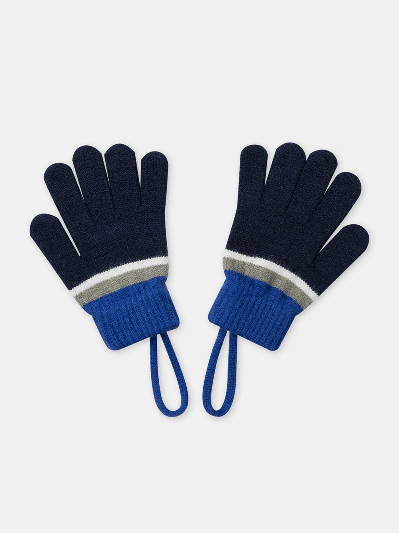 Luvas riscas azul-marinho para Meninos