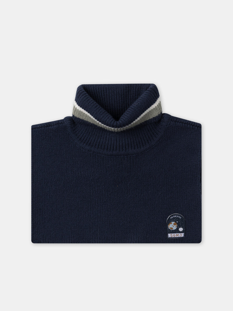 Plastrão azul marinho às riscas rapaz