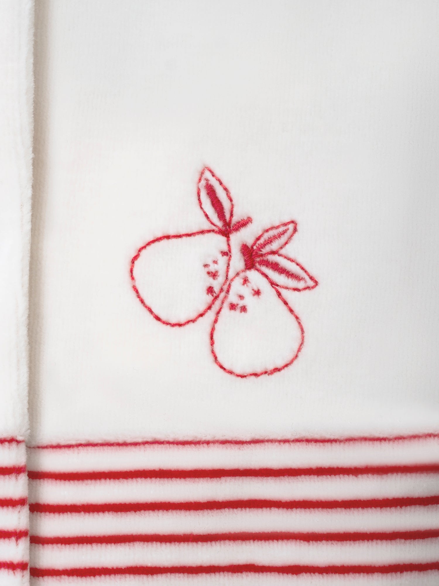 Pijama de Veludo Baunilha com Bordado de Pera Bebé Mulher