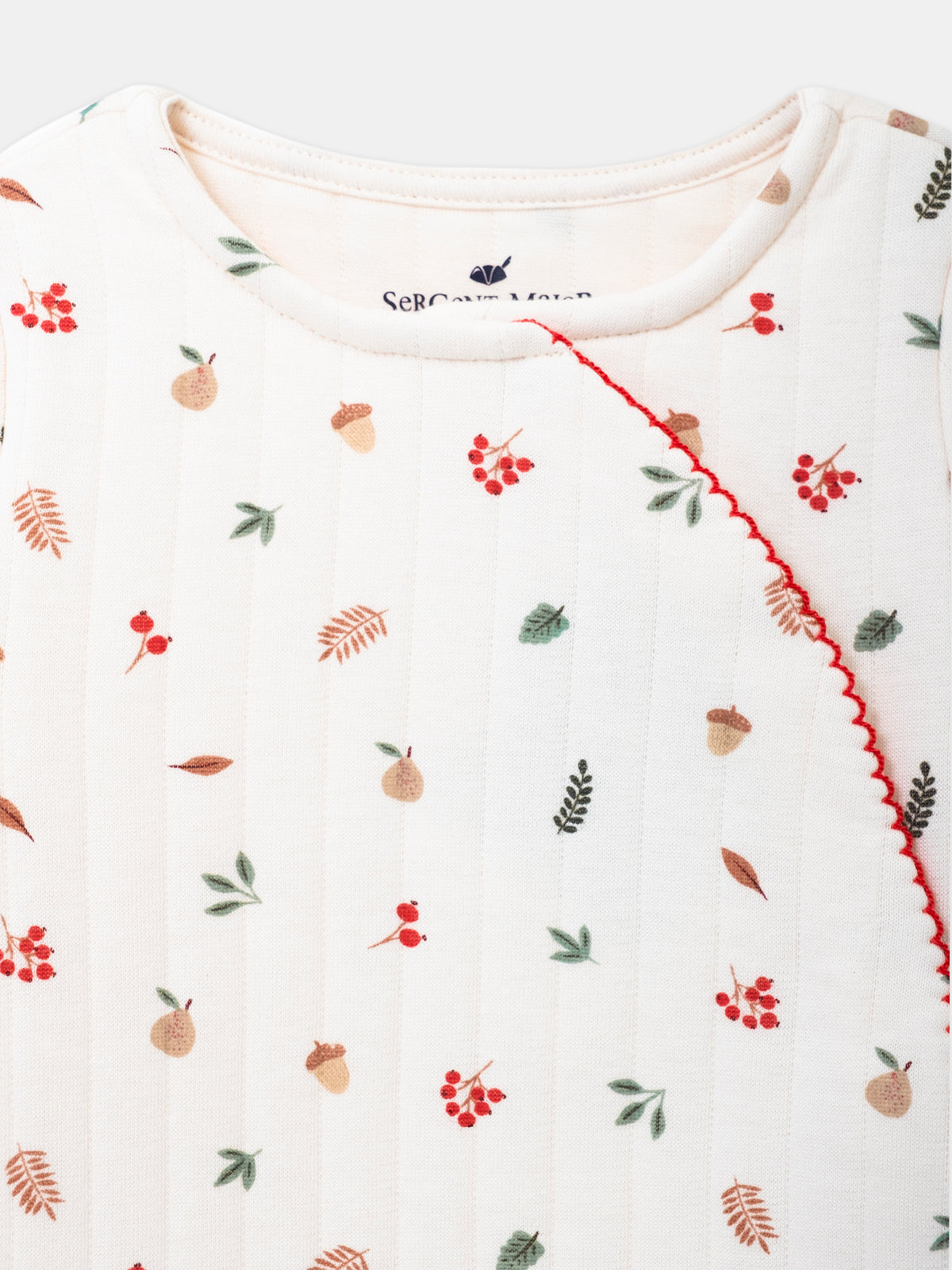 Macacão de Baunilha com Estampado de Folhas e Frutas para Bebé Menina
