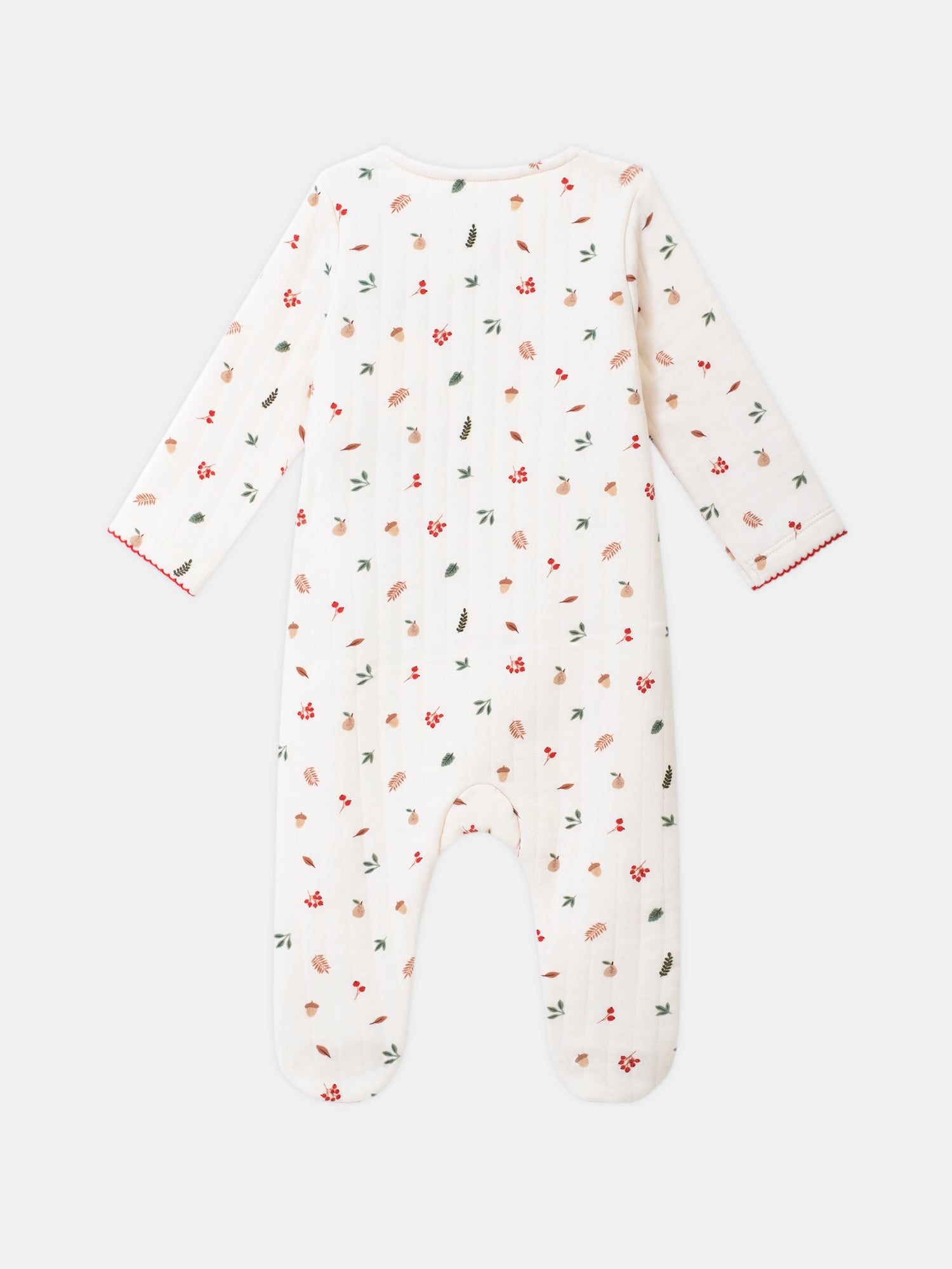 Macacão de Baunilha com Estampado de Folhas e Frutas para Bebé Menina