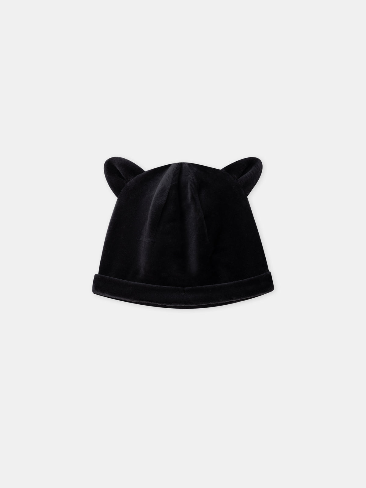 Grenouillère noir chat en velours + bonnet Bébé Fille