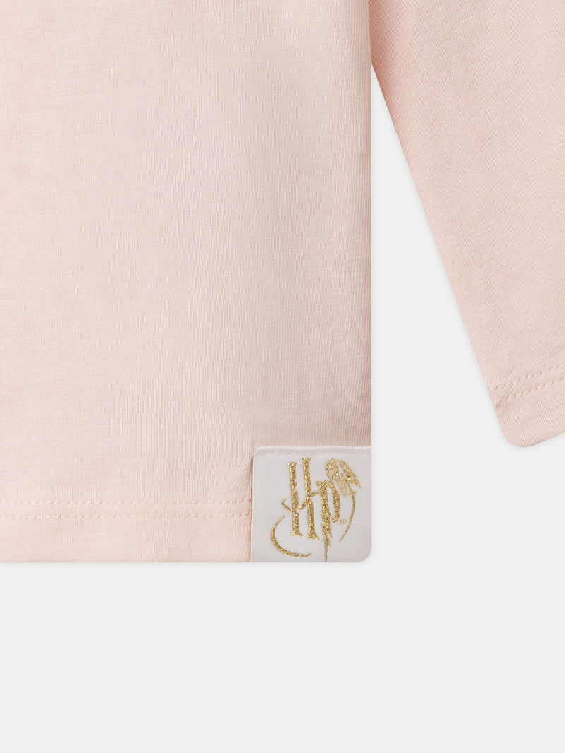 Pijama Harry Potter rosa impresso coruja Hedwig Menina