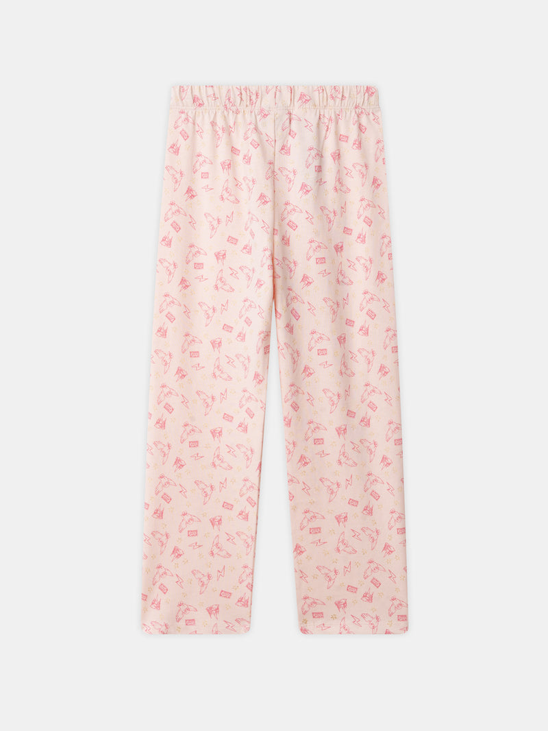 Pijama Harry Potter rosa impresso coruja Hedwig Menina