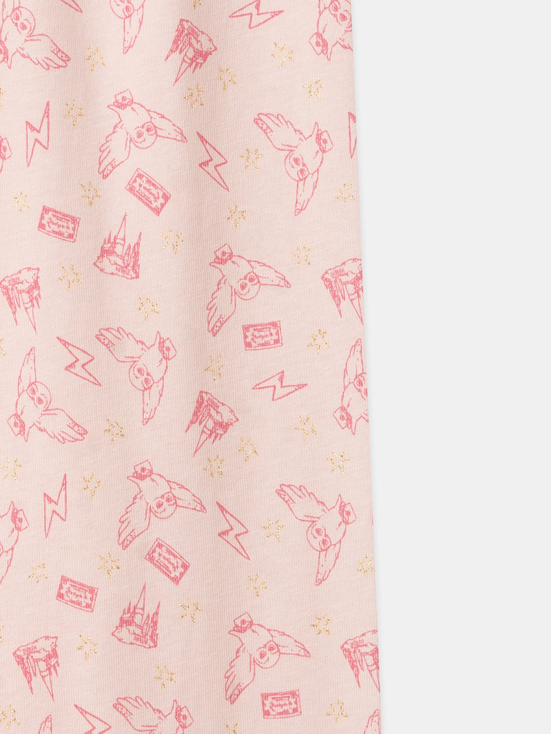 Pijama Harry Potter rosa impresso coruja Hedwig Menina