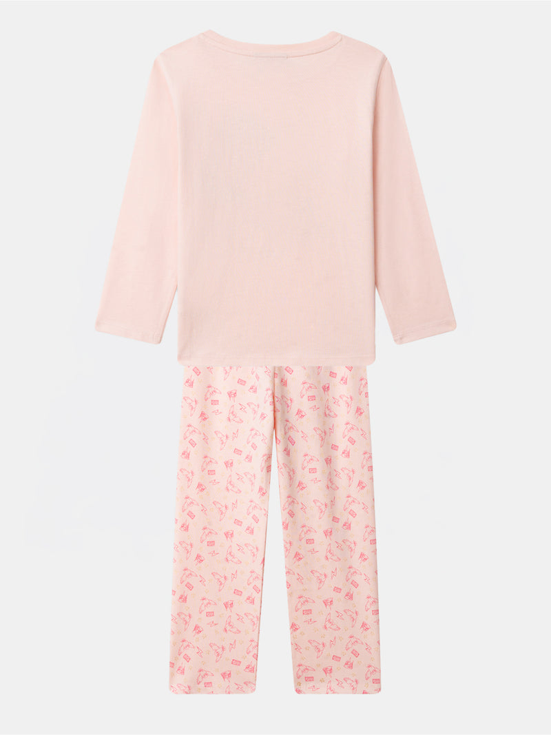 Pijama Harry Potter rosa impresso coruja Hedwig Menina