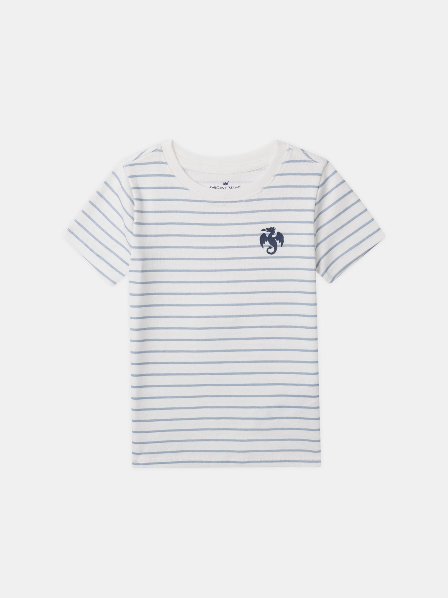 Lote de 2 t-shirts ecru com impressão de dragão ou listras azuis para menino