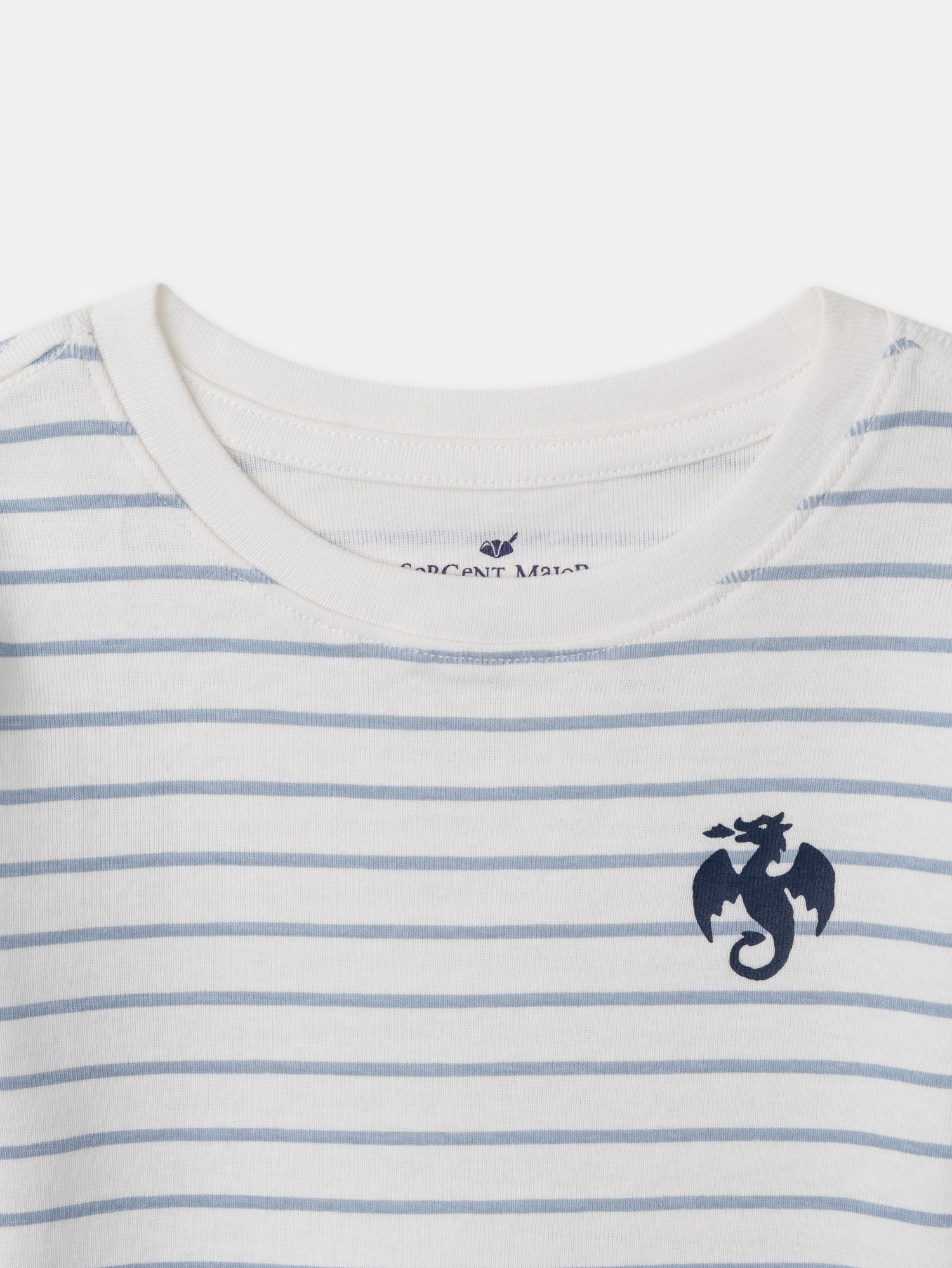 Lote de 2 t-shirts ecru com impressão de dragão ou listras azuis para menino