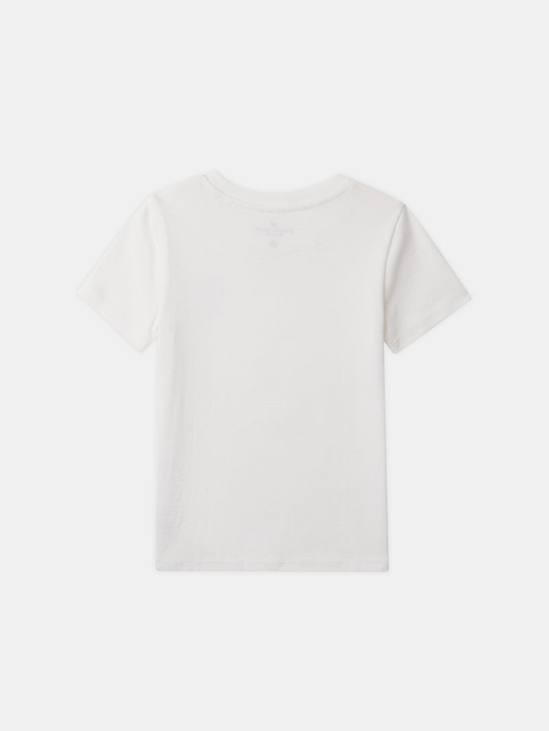 Lote de 2 t-shirts ecru com impressão de dragão ou listras azuis para menino
