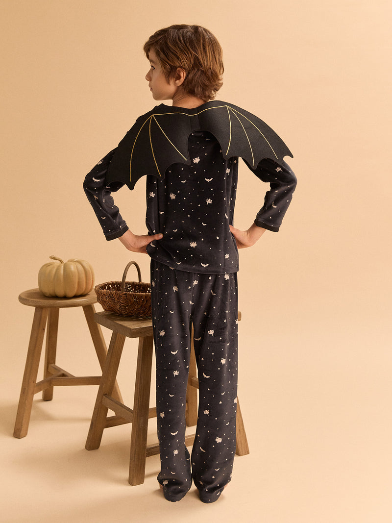 Pyjama d'Halloween noir + ailes de chauve-souris Garçon