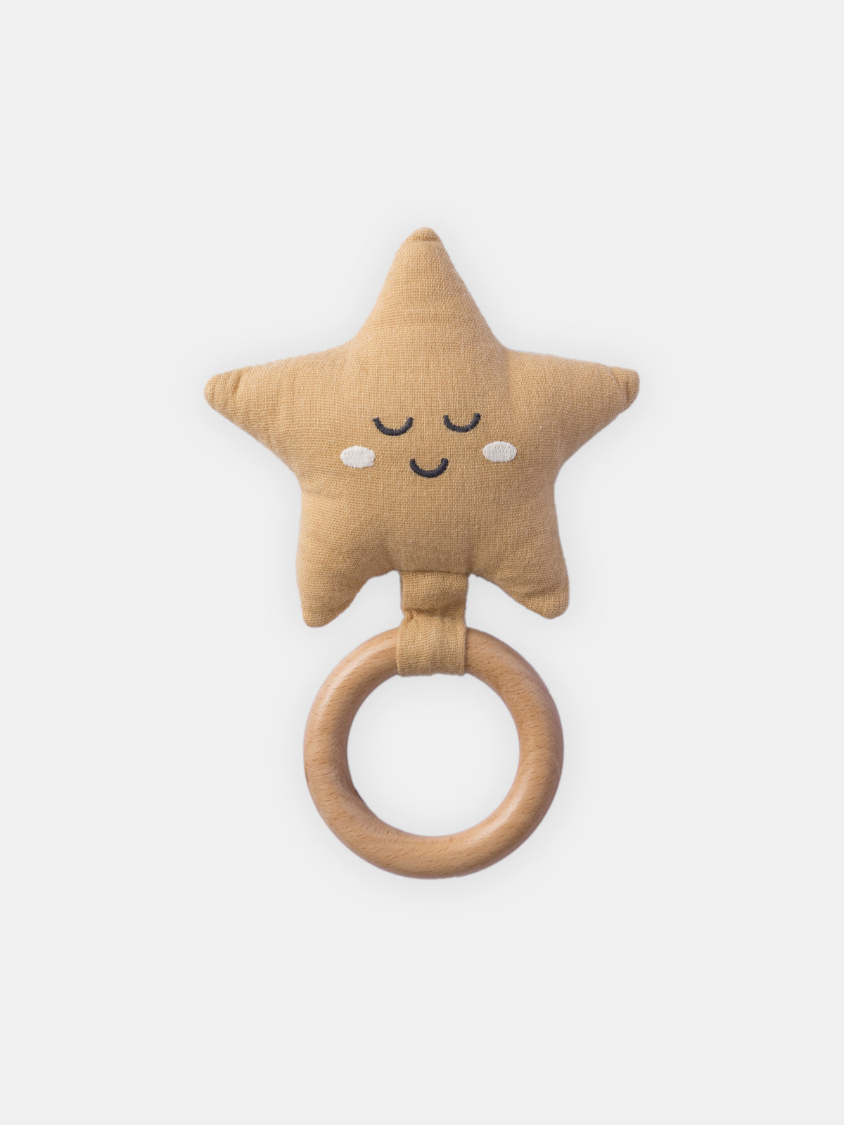 Chocalho estrela em tecido e madeira