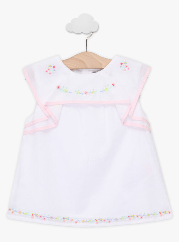 Camisa com folhos cru menina TYBOETTE / 20E2PFJ1CHE000