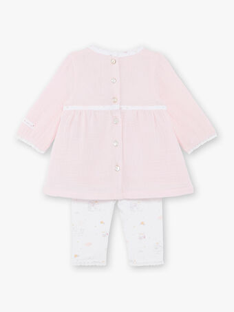 Conjunto rosa-pálido em gaze de algodão, leggings e fita bebé menina ZOFIA / 21E0CFG2ENS301