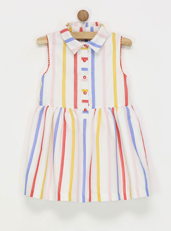 Vestido sem mangas branco às riscas RAFARAETTE / 19E2PFC1CHS001