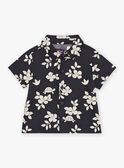 Camisa preto-ardósia com estampado de folhas e tartarugas FATONY / 23E1BGP1CHMJ900