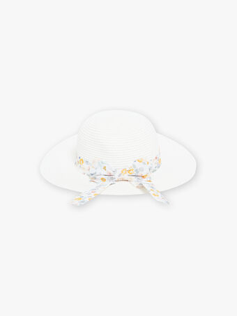 Chapéu efeito palha branco com faixa estampado florido e laço menina CLUETTE / 22E4PF12CHA001