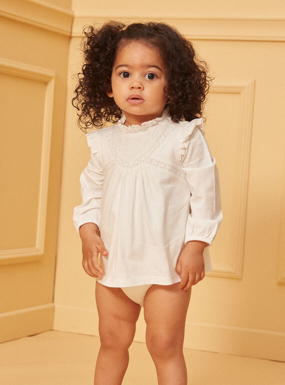 Blusa-body com folhos de cor crua LACOLINE / 24H1BFJ1BOD001