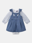 Conjunto body e vestido-jardineira azul e cru LACELIA / 24H1BFJ1ENS001
