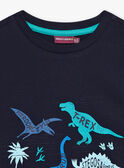 T-shirt azul-marinho com padrão dinossauros menino CYDOAGE2 / 22E3PGT2TMC070