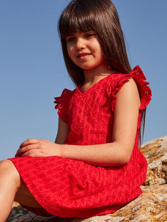 Vestido vermelho com bordado menina CAIRIETTE / 22E2PFP1ROB050