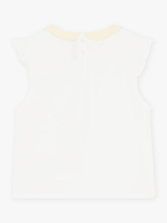 T-shirt branco com gola Peter Pan e folhos menina CYCORETTE / 22E2PF31TMC000