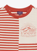 T-shirt ruivo e areia com estampado às riscas FLIROAGE / 23E3PGP1TMCE406