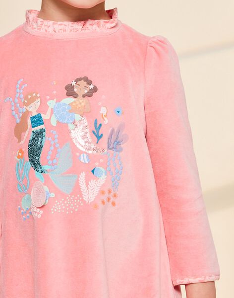 Pijama de duas peças de veludo rosa com sereias 23E5PF22CHN404