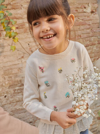 Camisola tricô com padrão florido e detalhes bordados menina CEBETTE / 22E2PFB1PULB112