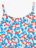 Vestido curto com folhos azul com estampado florido e de cerejas KRUROBETTE 1 / 24E2PFK6RBSD319