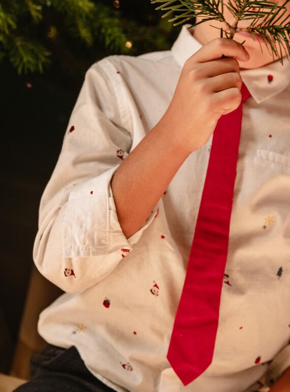 Conjunto camisa de mangas compridas e gravata com estampado Natal DUROAGE / 22H3PG61CHM001