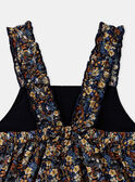 Vestido azul-marinho com estampado flores e peixes multicores em popelina KAZAZIE / 24E1BFS2ROB718