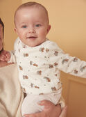 Conjunto babygro e casaco de malha bege e cru em veludo LOHENN / 24H0NG21ENSA011