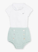 Conjunto body cru com gola e bloomer verde recém-nascido unissexo COLOAN / 22E0CMI1ENS203