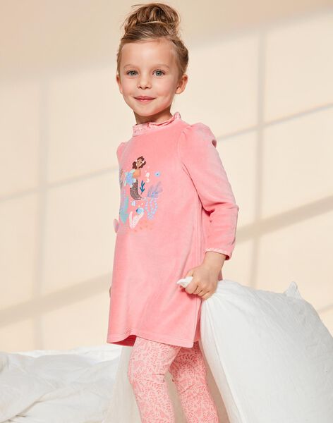 Pijama de duas peças de veludo rosa com sereias 23E5PF22CHN404