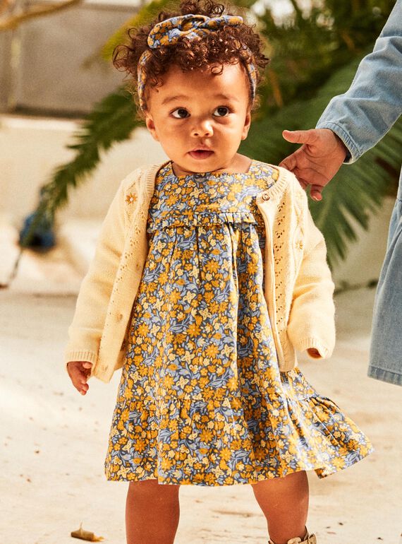 Vestido com folhos azul marinho com estampado florido FABETTY / 23E1BF81ROB070