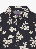 Camisa preto-ardósia com estampado de folhas e tartarugas FATONY / 23E1BGP1CHMJ900