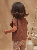 Blusa fluida castanho-chocolate com bordados KAIMI / 24E1BFC1CHE815