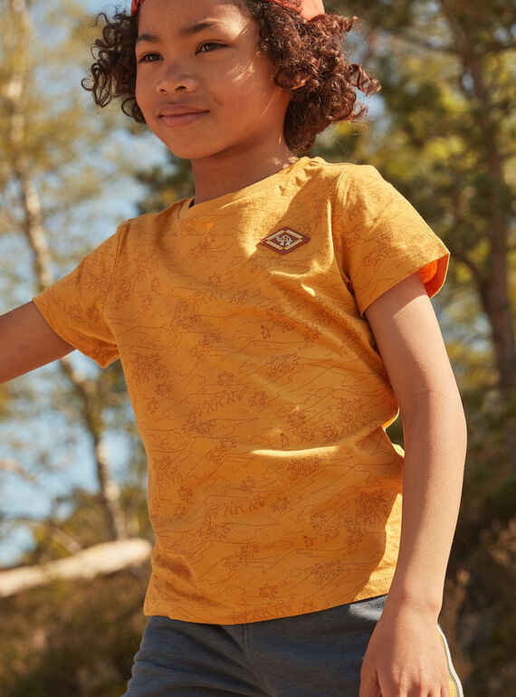 T-shirt amarelo-mostarda com estampado deserto FLITIAGE / 23E3PGP3TMCB106