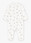 Babygro-pijama em moletão raspado branco com estampado de cão e instrumento de música KEDODO / 24E5BG51GRE001