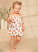 Vestido com folhos cru com estampado de flor azul e laranja em jersey KAZILDA / 24E1BFS1ROB001